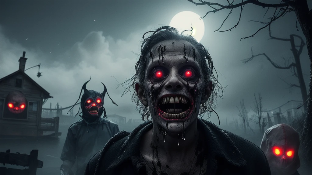 scary,zombie man,survivor,(best quality,8k,height,Masterpiece:1.2),very detailed,(realistic,photorealistic,photo-realistic:1.37),The atmosphere is gloomy...,mysterious light,Horror genre,disgusting,rotting flesh,blood splatter,Rotten clothes,Sharp teeth,empty eyes,horror movie scene,Abandoned roads,Post-apocalyptic settings,Hordes of zombies,horror makeup,A haunted expression,Living things that never die,creepy shadow,The atmosphere was ominous...,annoy,terrifying,Nightmare,งานศิลปะที่disgusting,Dark and twisted,horror Masterpiece,scary,Ghoul,evil appearance,disgusting scenery,Art Horror,Screaming like crazy,บรรยากาศscary,Bokeh