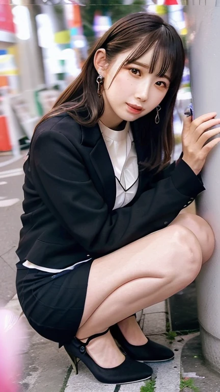 /quality
(  Masterpiece ,best quality, high definition ,高quality, realistic )

/ hairstyles at their best
(Curly hair)

/clothes
( pencil skirt,Job interview suit, black jacket , torn pantyhose:1.5, earrings for a woman alone)

/Sitting Crouching,sit
 leaning against wall ,
 feet :1.5

( ahehe, orgasm,vapor:1.5,Wish:1.5),

/ in the woods:1.5, white skin, focus , leaning against wall ,male,Hand:1.5,  knight , roadside,Identification card,