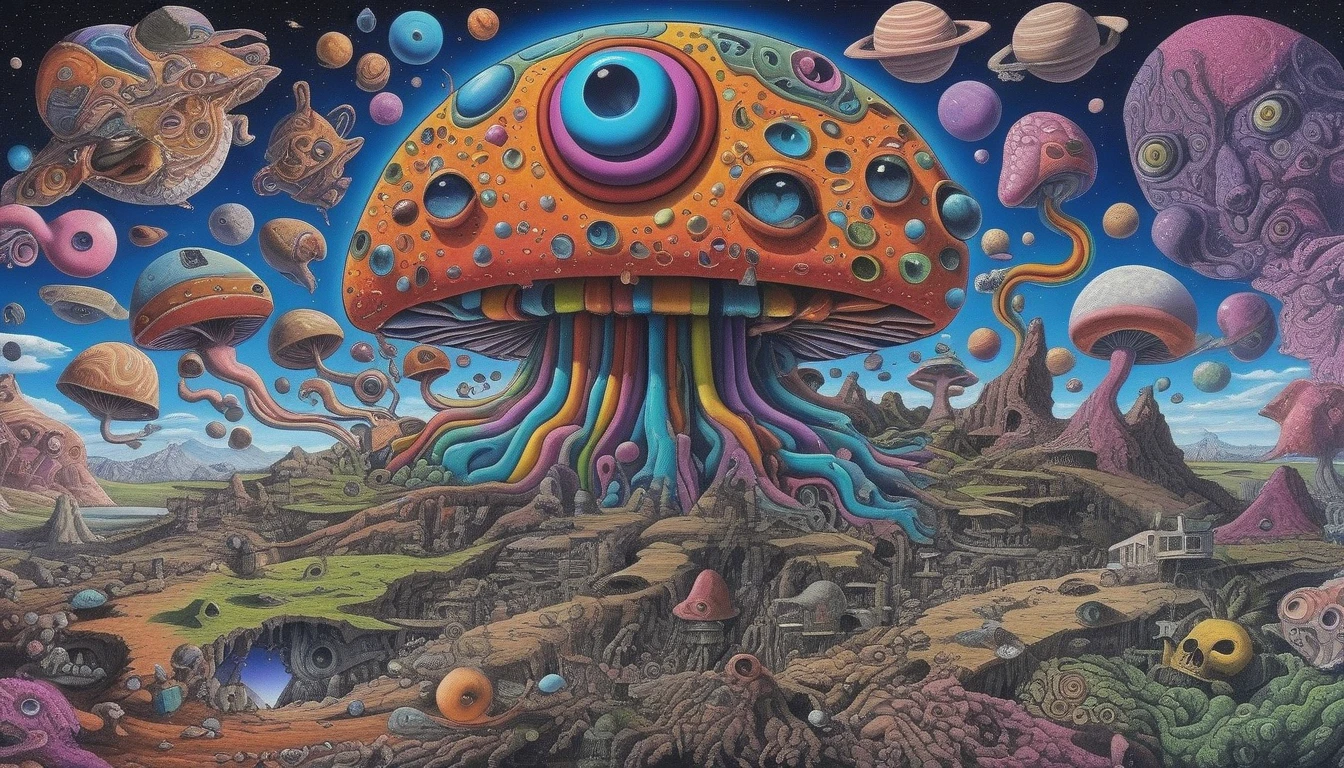 A psychedelic painting of a psychemelt style 