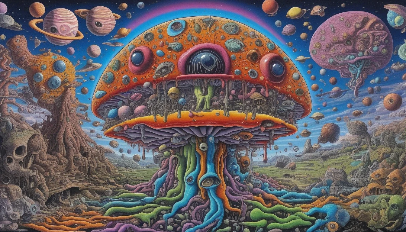 A psychedelic painting of a psychemelt style 