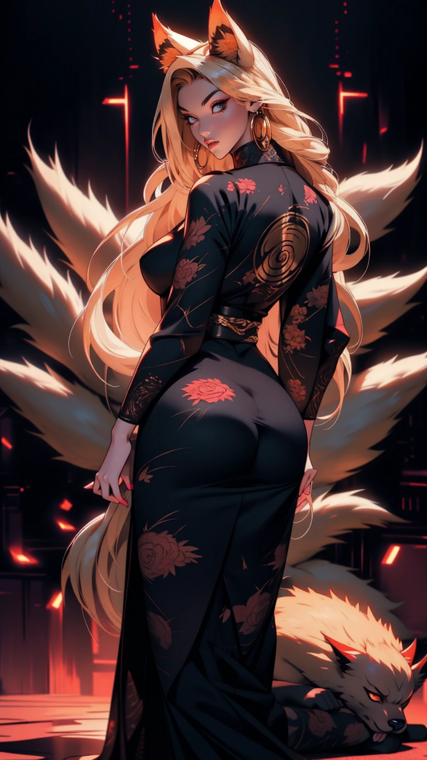 (by turewindwalker, by 40hara, by omone hokoma agm, by midori \(misuriru8\),:0.9)
BREAK
1girl,fox girl, fox ears, fox tail, scenery,  absurdly long hair, single hair bun,
Golden hair, Hazel eyes,
 flustered, shaded, Sheath Dress, lying, Activism, heroic pose, orange background, Bathed in shadows, Contemporary Art, Lily, Caravaggio. starry sky print, Reflected light, Phong shading
,(best quality, masterpiece:1.2)