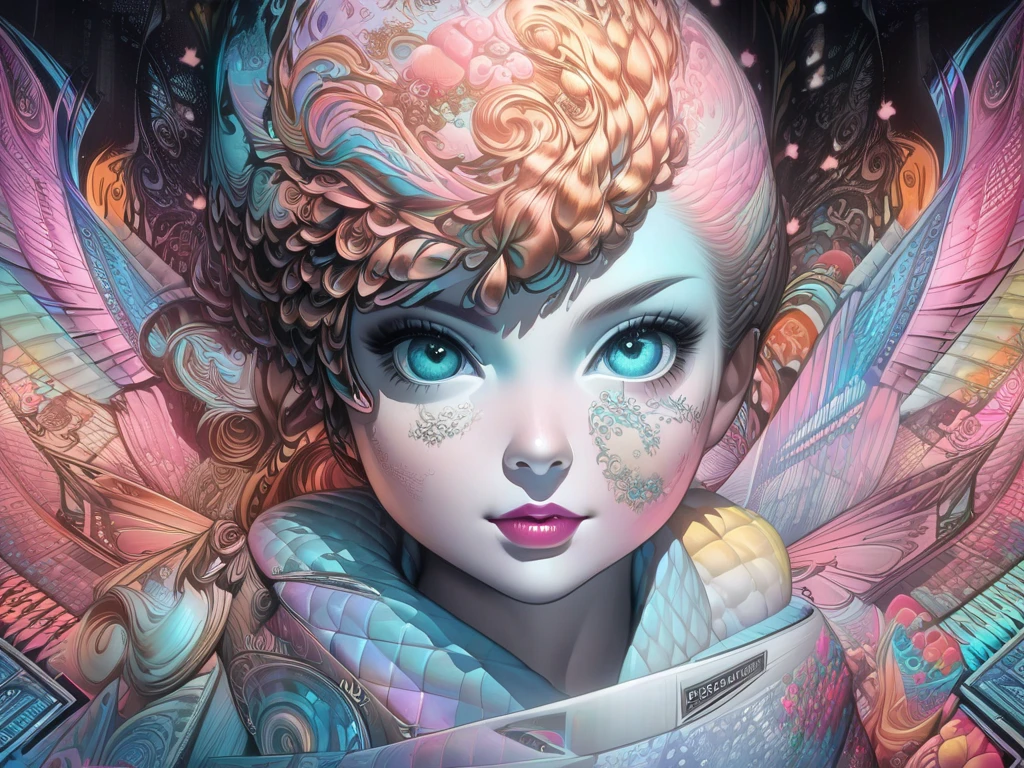 model shoot style, Audrey Hepburn, ( Extremely Fine 8k Wallpaper ), 《Fools》The insertion, Tim Okamura、 Marco Mazzoni and Joan Rossell, Fashionab, digitial painting, Photorealism , Evocative, Fairy Tale Lights , Pastel palette, complexdetails, number art, CG Society , Masterpiece , diversity, ((Perfect face))