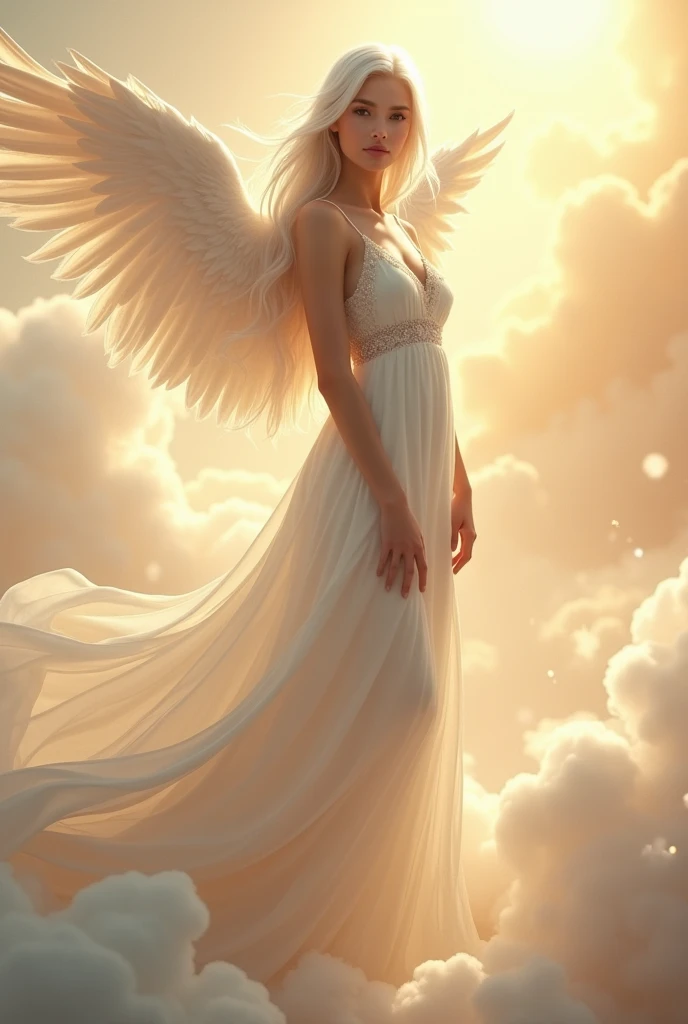 A very beautiful and sexy female angel, Angel Halo, whole body