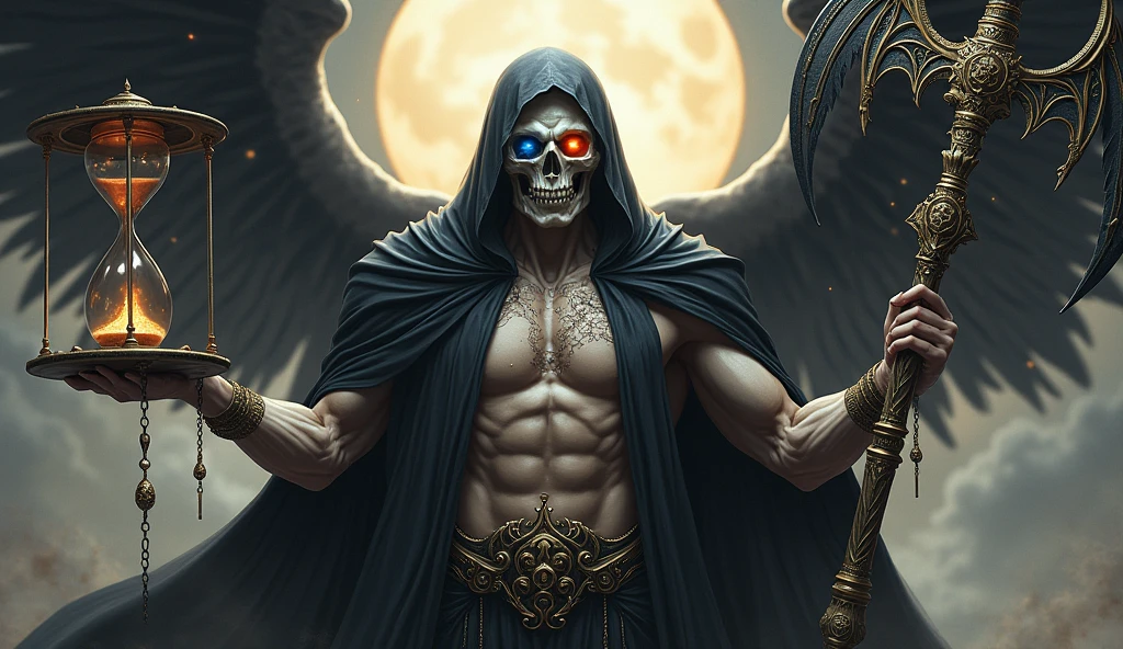 "A mesmerizing portrayal of a mystical shaman wearing an enchanting wooden mask, Baphomet."