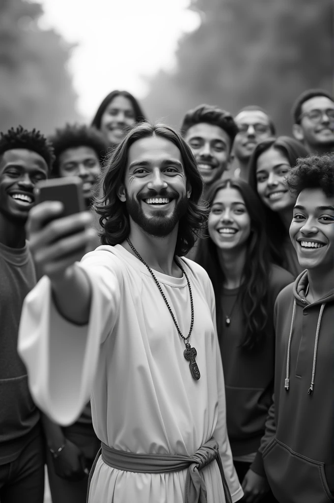 Jesus Christ being happy and laughing with his friends