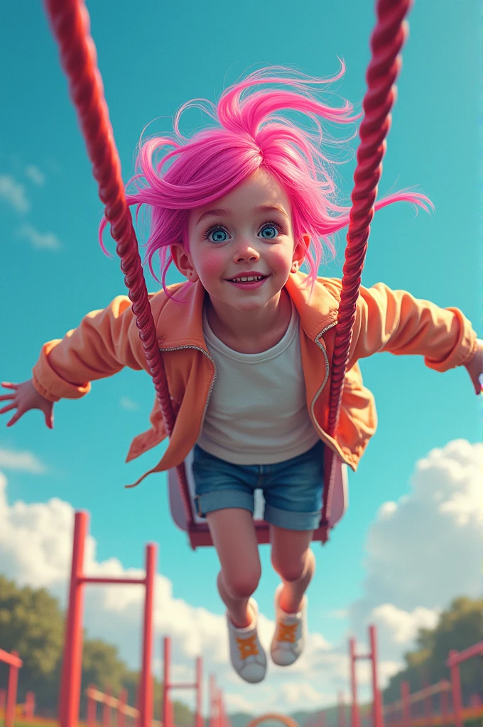 irish precious girl sleeping in foggy ferris wheel, nighttime, colorful lights, fireflies, closeup, cottoncandy, sunlit cottoncandy wild messy windy hair glistening, style of sally mann in color
