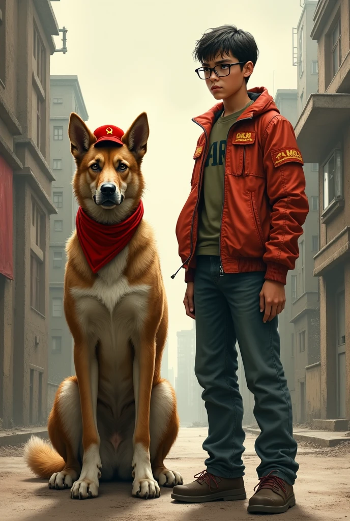 The -yeld ble boy is kept in a kennel,A collar is worn around his neck,Attached to the dog leash,Being led,The clothes on the body are tattered,Wear cheap flip-flops,Curled up in a haystack pitiful