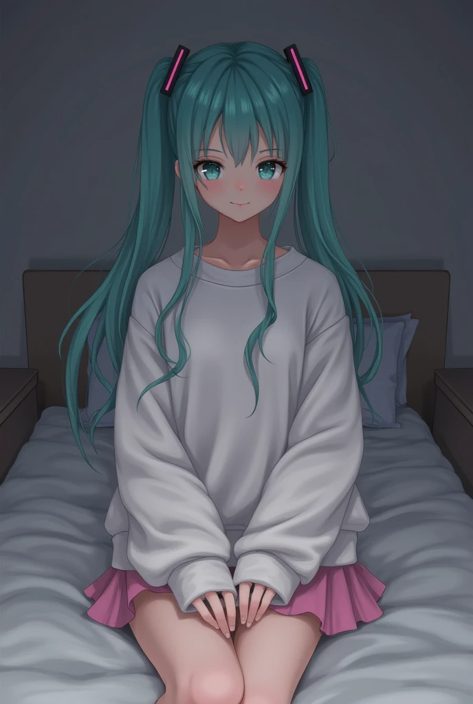 2d, masterpiece, best quality, anime, highly detailed face, highly detailed eyes, highly detailed background, perfect lighting, chessivt, virtual youtuber, 1girl, yellow eyes, long hair, blue hair, multicolored hair, pink hair, bangs, ahoge, hair bow, mouse ears, mouse girl, breasts, medium breasts, bow, sitting, on bed, indoors, looking at viewer, pov, white shirt, t-shirt, dolphin shorts, pink shorts, expressionless, closed mouth, <lora:Chessi_VT:1>