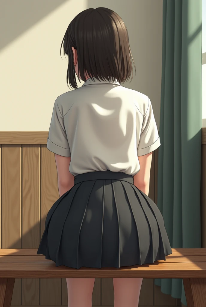 masterpiece,Highest quality,Super quality,Midsummer,School classroom,,Dark skirt,It&#39;s hot so I&#39;m taking off my panties,13-year-old female student,Pussy,Dark hair color,A little sweat,A small amount of pubic hair