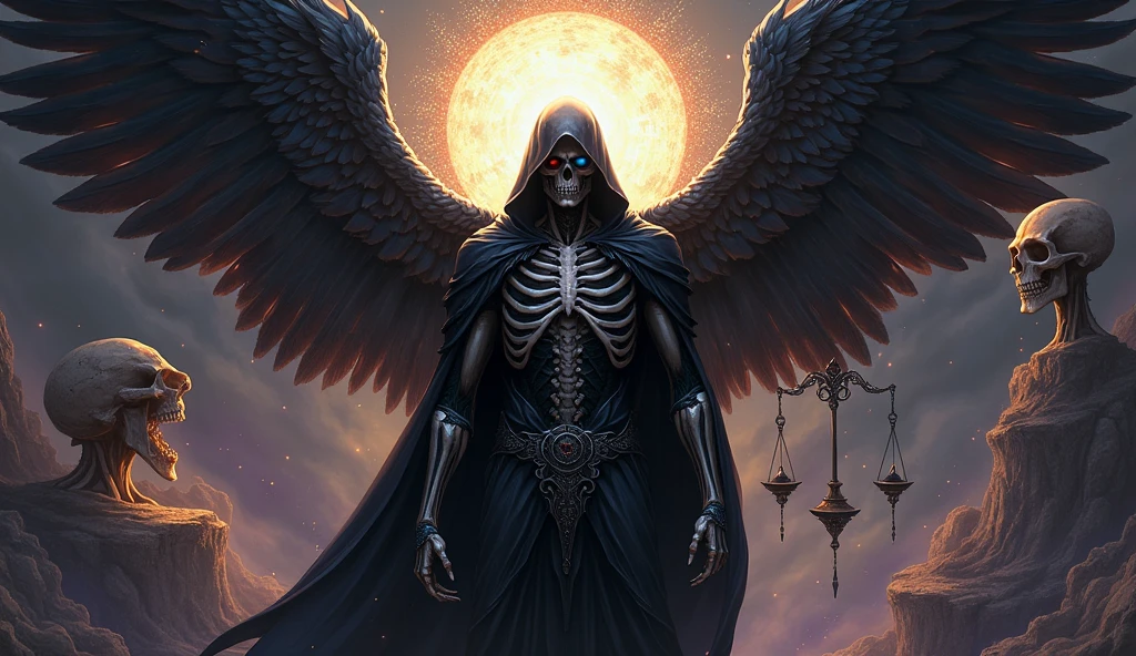 The skeletons and Lucifer talk to each other above a pile of corpses, fancy, intrikate, chic, highy detailed, centred, symetry, painting-like, intrikate, voluminetric lighting, very beautiful, Rica Deep Colors Masterpiece, sharp focus, ultra detaild, in the style of dan mumford and marc simonetti, astrophotography