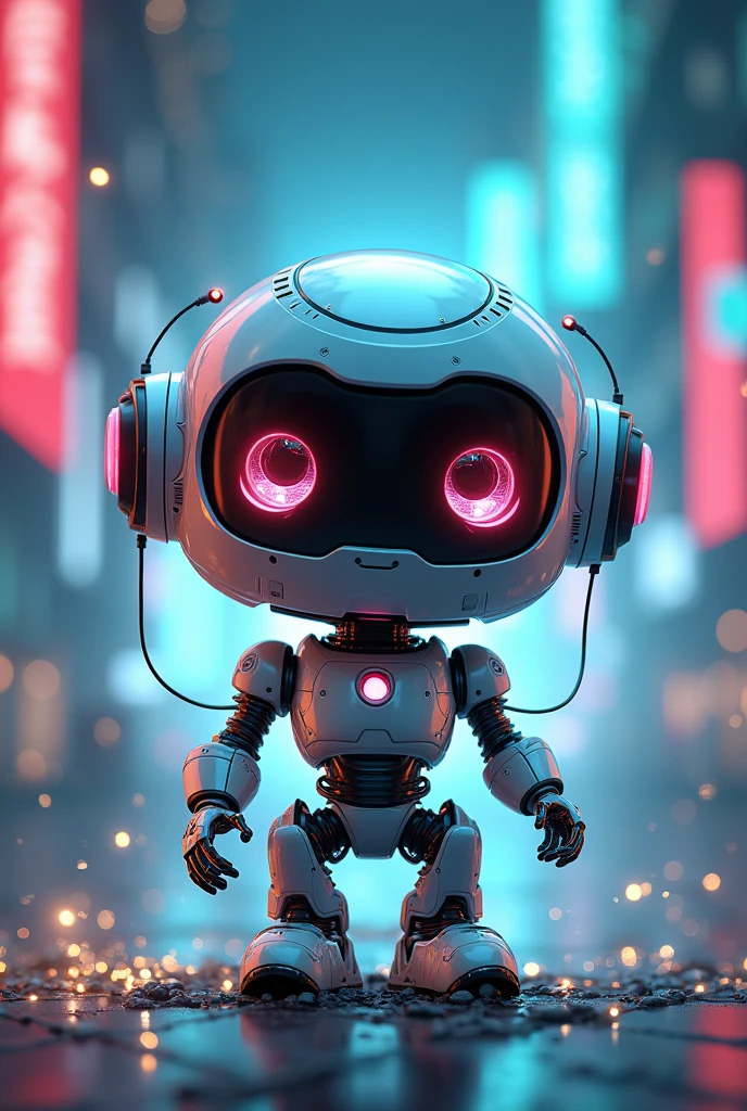Robot Chibi that looks like it comes out of the screen in front quality, 8K, extremely detailed , anime style