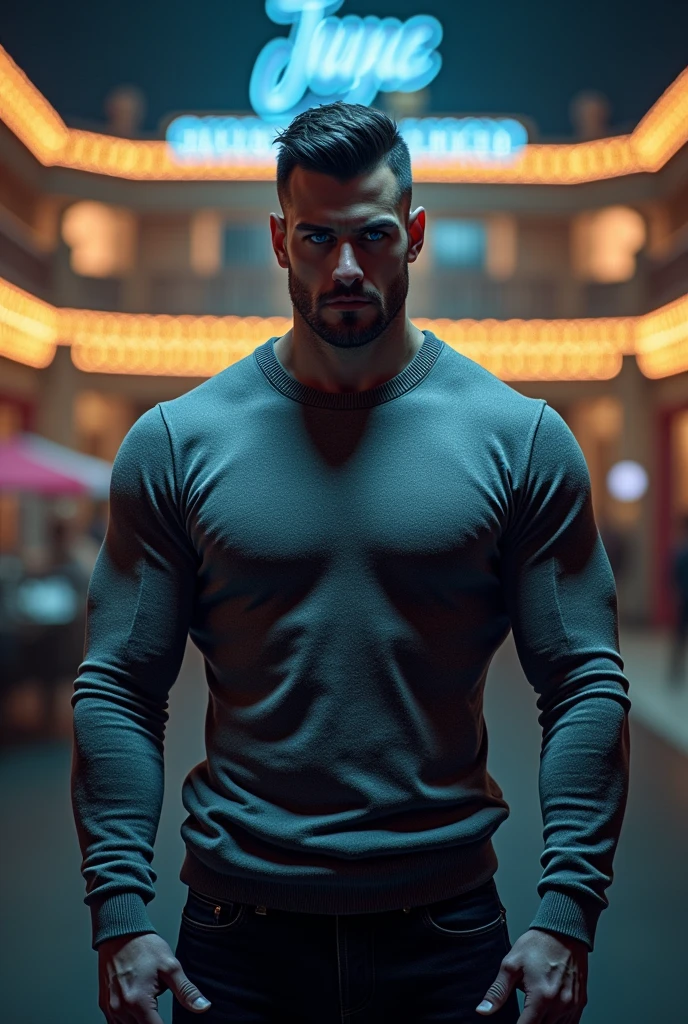 a young hot barefoot muscular street fighter, captured ruddy himbo wild 18 years old guy, full height, hot libido of the Latin race, in an old worn dirty dark indigo black Adidas tracksuit, muscle flexing on an abandoned sports playground on the street. Unbuttoned sleeveless sports jacket, rolled up ragged sweatpants, boner in pants, trained sweaty abs, brown eyes, very short dark brown male sweat straight hair, dirty bare feet, half smile, bloody gunshot wounds of knees (best quality,4k,8k,highres,masterpiece:1.2),ultra-detailed,(realistic,photorealistic,photo-realistic:1.37),HDR,UHD,studio lighting,ultra-fine painting,sharp focus,physically-based rendering,extreme detail description,professional,vivid colors,bokeh,portraits,gritty,urban,dark,dramatic lighting