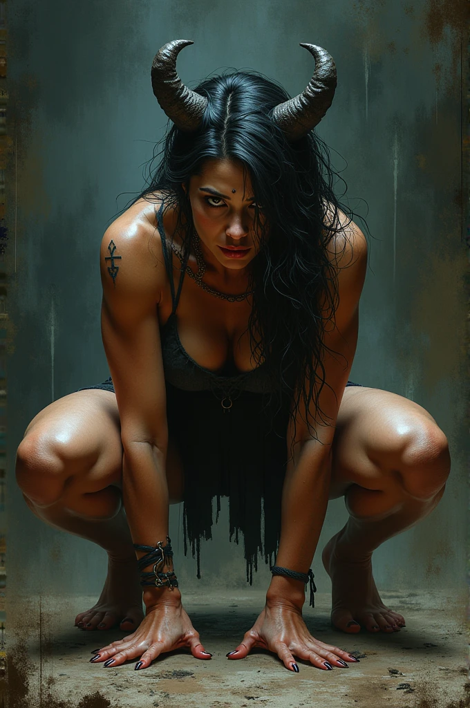 NSFW, naked, nude, ASS VIEW, ass pose, NAKED ASS, Melena is a beautiful necromancer., black fur, in the style of a Heavy Metal magazine cover, low-cut robe with high details, High detail face, high detailed leather, fit athletic body, Heavy metal aesthetics, necromancer's lair background, high quality, Masterpiece, realistic photo, intricately detailed, 8k, HDR, shallow depth of field, wide light, High contrast, backlight, light flares, chromatic aberration, sharp focus, Raw color photo, looking to the camera, cold colors, erotic pose, seductive smile