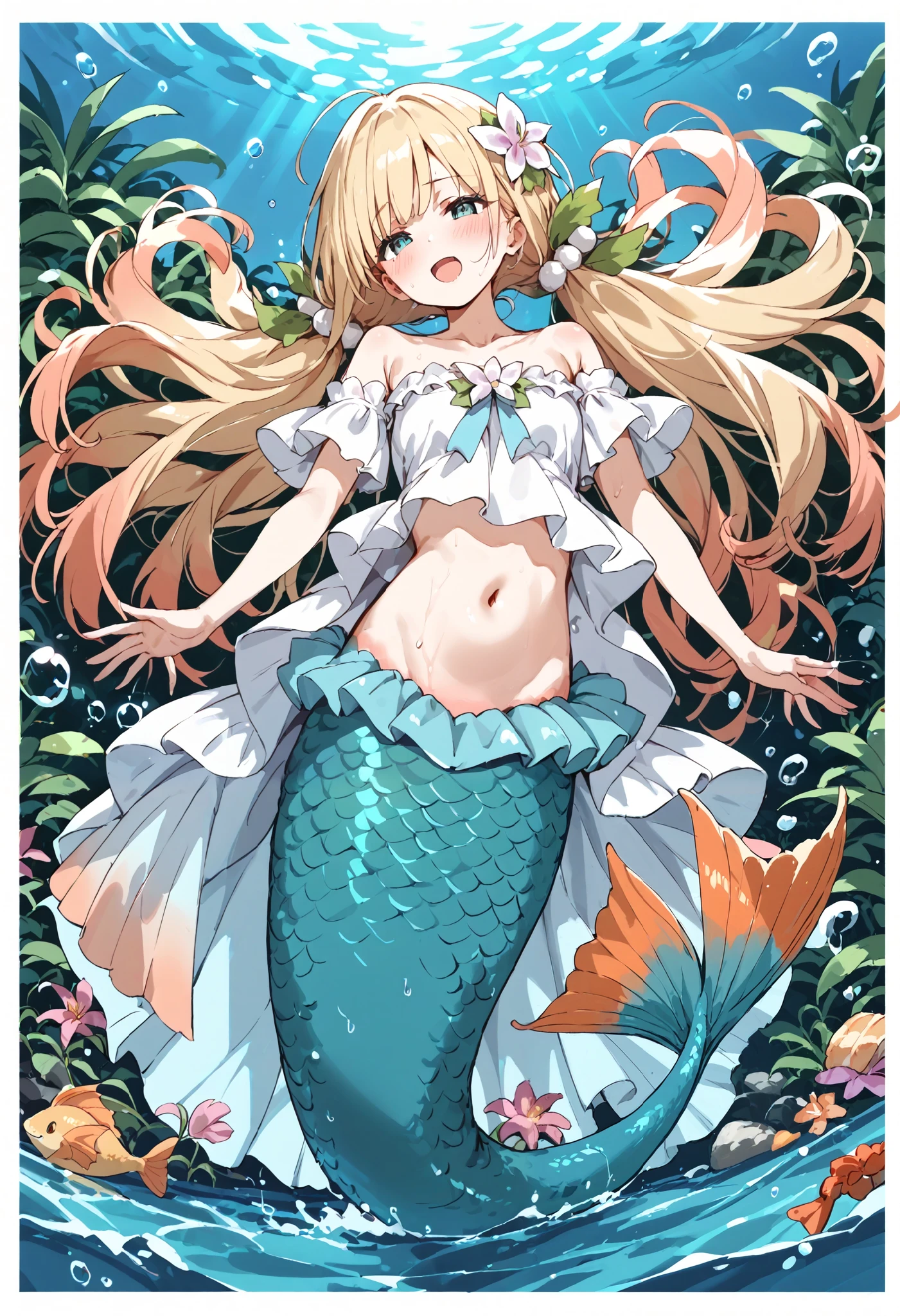 Predator Nepenthes, BREAK Fraction_9, Fraction_8_up, Fraction_7_up, BREAK Source _ Japanese cartoons , is the best quality, masterpiece,pdxl,Mermaid, Full Body Photo