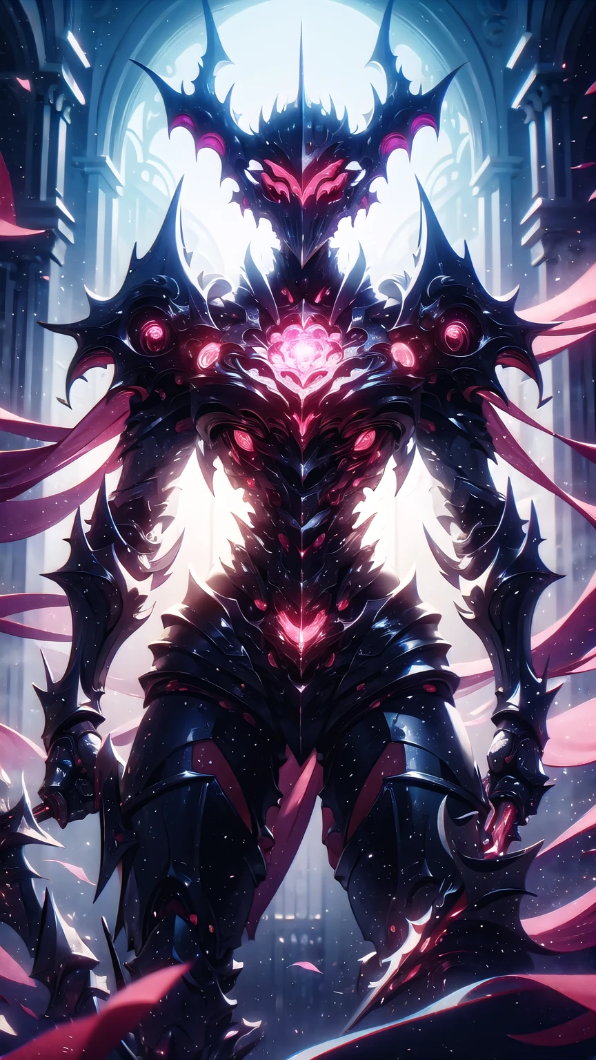  High quality, ultra realistic,absurdres, highres, ultra detailed, HDR, masterpiece, extremely detailed face and eyes,  darkbringer , cool mask , Saint Saiya , Dark Armor, solo, ,man, handsome, ,white eyeleshes, black eyes , villain expresion, black splashing effect, dark black lightning  effect,glowing glitters , symetrical , black aura