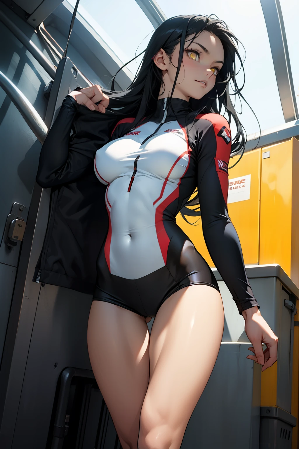 jacket partially removed, heart in eye, burnt clothes, holding fishing rod, kanji, doujin cover, pentagram, tape gag, adjusting headwear, red socks, friends, cloud print, coke-bottle glasses, oral invitation, competition school swimsuit, barbell piercing, gradient legwear, prisoner, blood on breasts, wind chime, carrying over shoulder, tape measure, flaming weapon,ai hoshino,