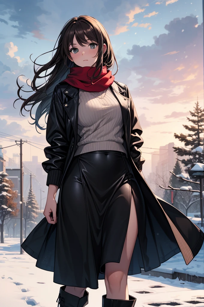 ((velocity)),Attacked by farts, (((Women farting))),(girl farting while walking outside in the snow )),((Half-lidded eyes),(Stretching her back)(walking at street),,blushing,velocity,(a female just got home from work), (wearing a ribbed sweater dress and red scarf),(thighhighs),(stand facing the screen),(her buttt facing the screen) (long hair brown hair),(Asian woman),(street),( night),(masterpiece:1.2、top-quality)、(the Extremely Detailed CG Unity 8K Wallpapers、ultra-detailliert、Best Shadows),(The best lighting、extremely delicate and beautiful)、depth of fields、