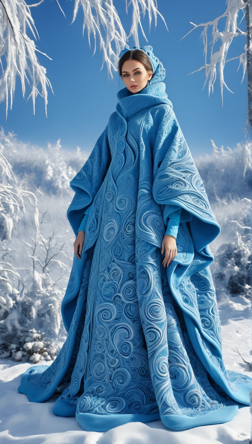  is an unreal ,  made from various azure fabrics of interesting shapes,  machine of intricate textures ,  fleece such as wool , cotton, флис,