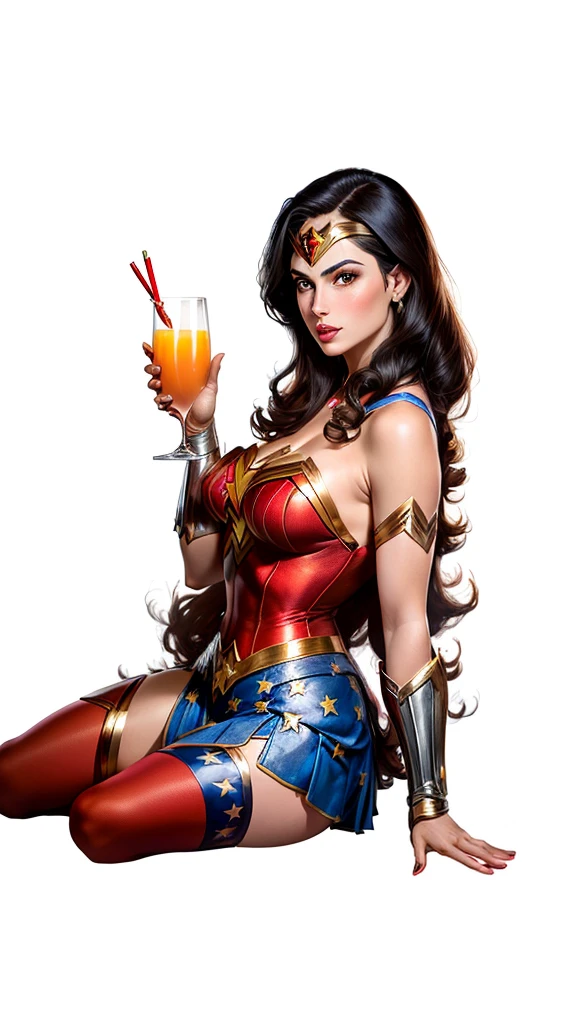 Mulher Maravilha da DC, ((vidro)) Cerveja IPA no bar, Wonder Woman, bem refrigerado. com (prato)) aperitivos com alcaparras e pistaches ao lado. 8k resolution