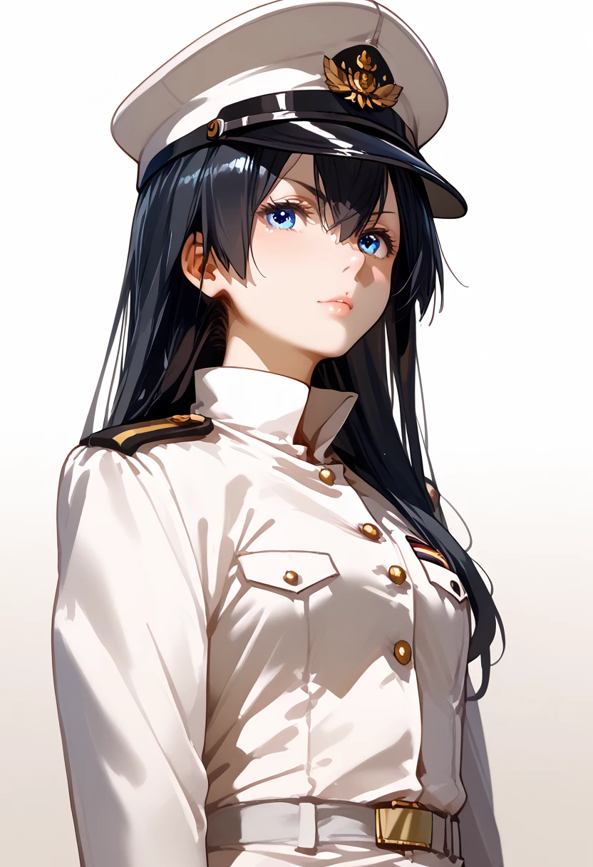 aoi_kunieda, black hair, long hair, blue eyes kancolle admiral cosplay, admiral (kancolle) (cosplay), naval uniform, cosplay, military uniform, military, peaked cap,