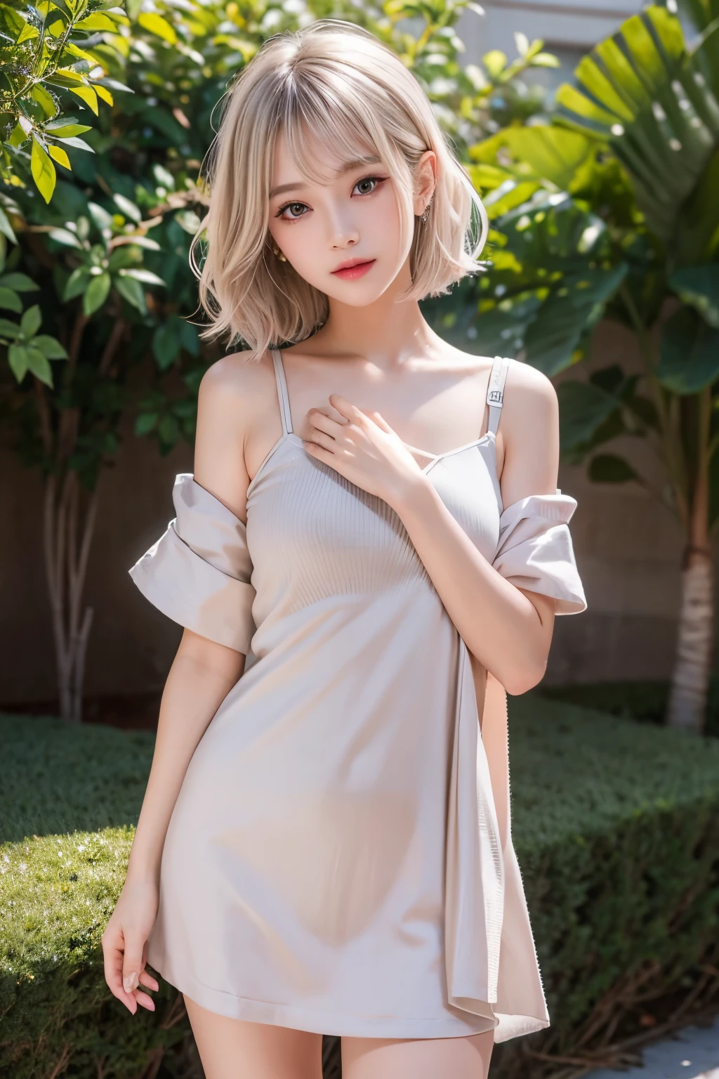 short white hair elf woman in fine dress