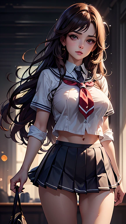 (2girls), Brown hair, Amazing face and eyes, Pink eyes, (hi-school uniform with wide open breasts:1.2), beautiful big breasts, bare breasts, (amazingly beautiful girl), Brown hair, (High School Uniform, Pleated mini-skirt:1.5), ((Best Quality)), (Ultra-detailed), (extremely detailed CG unified 8k wallpaper), Highly detailed, High-definition raw color photos, Professional Photography, (((Bokeh))), depth of fields,
