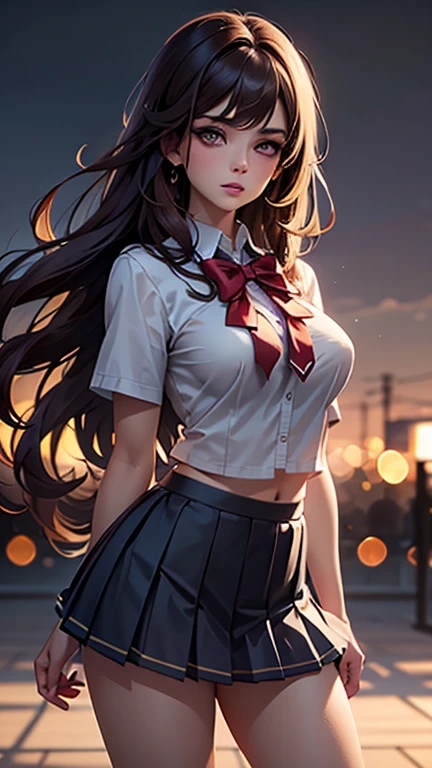 (2girls), Brown hair, Amazing face and eyes, Pink eyes, (hi-school uniform with wide open breasts:1.2), beautiful big breasts, bare breasts, (amazingly beautiful girl), Brown hair, (High School Uniform, Pleated mini-skirt:1.5), ((Best Quality)), (Ultra-detailed), (extremely detailed CG unified 8k wallpaper), Highly detailed, High-definition raw color photos, Professional Photography, (((Bokeh))), depth of fields,
