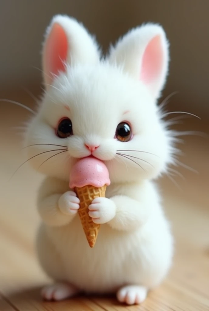 Holding a little rabbit in his hand, Little Minzi's body is the size of ...