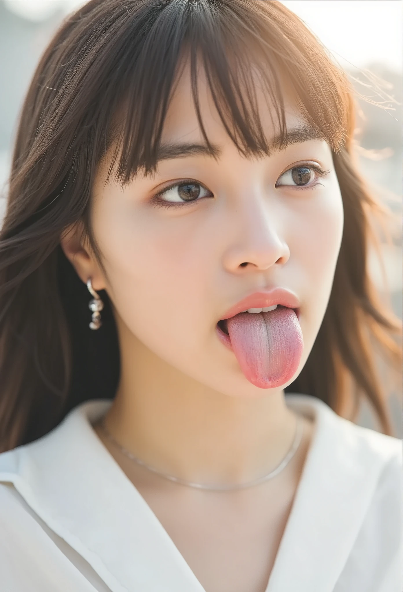  Picture of a woman's face  、(  sharp concentration ),  from below, (   Kneel and Look Up  :1.10), (( open your mouth:1.6)), (  sticks out his tongue :1.8), (Ultra-detailed beautiful faces:1.10), ( super detailed beautiful slim body:1.9), 21 years old, (  Super Detailed Beautiful Japanese Beauty Idol :1.7), (  troubled face:1.3),  The Woman in the Center of the Image , break,   photorealistic,   hyperrealism,  Portrait of a young and adorable Japanese woman , Japanese facial features,   Young and Cute Slim Oriental Face,   Bust Up Shot , 21 years old idol with a cute face,    Beautiful Japanese Girl Face  , Japanese facial features,   SHE HAS ADORABLE LOOTS   , ( Fairytale style swimsuit :1.7), 