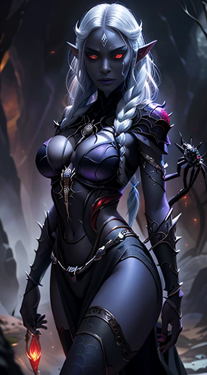 ruinedshyvana, 1girl, big breasts, bikini, pale skin, long hair, greed eyes, glowing eyes, <lora:ruinedshyvana:1>