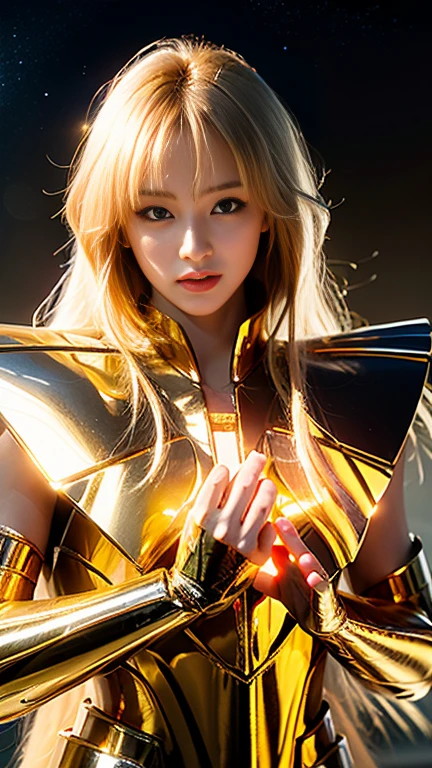  Virgin Knight Shaka's Armor ,  mix 4, (8k,  RAW photos ,  top quality,  A masterpiece of art : 1.2), ( realistic ,  realistic : 1.37),  1 girl, May, Cityscape, night, Raby, moisture,  professional lighting,  photon mapping ,  radiosity,  physics-based rendering,  Gradient Blonde Hair , May, For women, White ball set, Amazing image quality,  high definition , 1080P, ( face clearly visible), (Detailed facial description ), (Detailed hand drawing), ( A masterpiece of art ), (Sophisticated CG),  Extreme light and dark,  hair is messy,  A masterpiece of art ,  fine details in a black kimono, ( Exquisite Facial Features ), (High quality images), ( A masterpiece of art ), ( detailed eyes on board), Stare directly into the eyes, Delicate clavicle, (Bust Big:1.2), ((( Busty Woman Wears Virgin Shaka's Gold Armor, Knights of the Zodiac)))