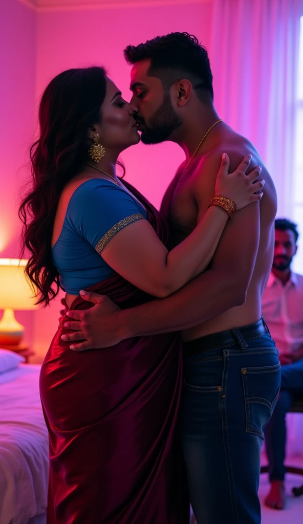 A 60 year naked mallu aunty hugging 25 year boy in badroom (very big breast ) ( hot aunty)