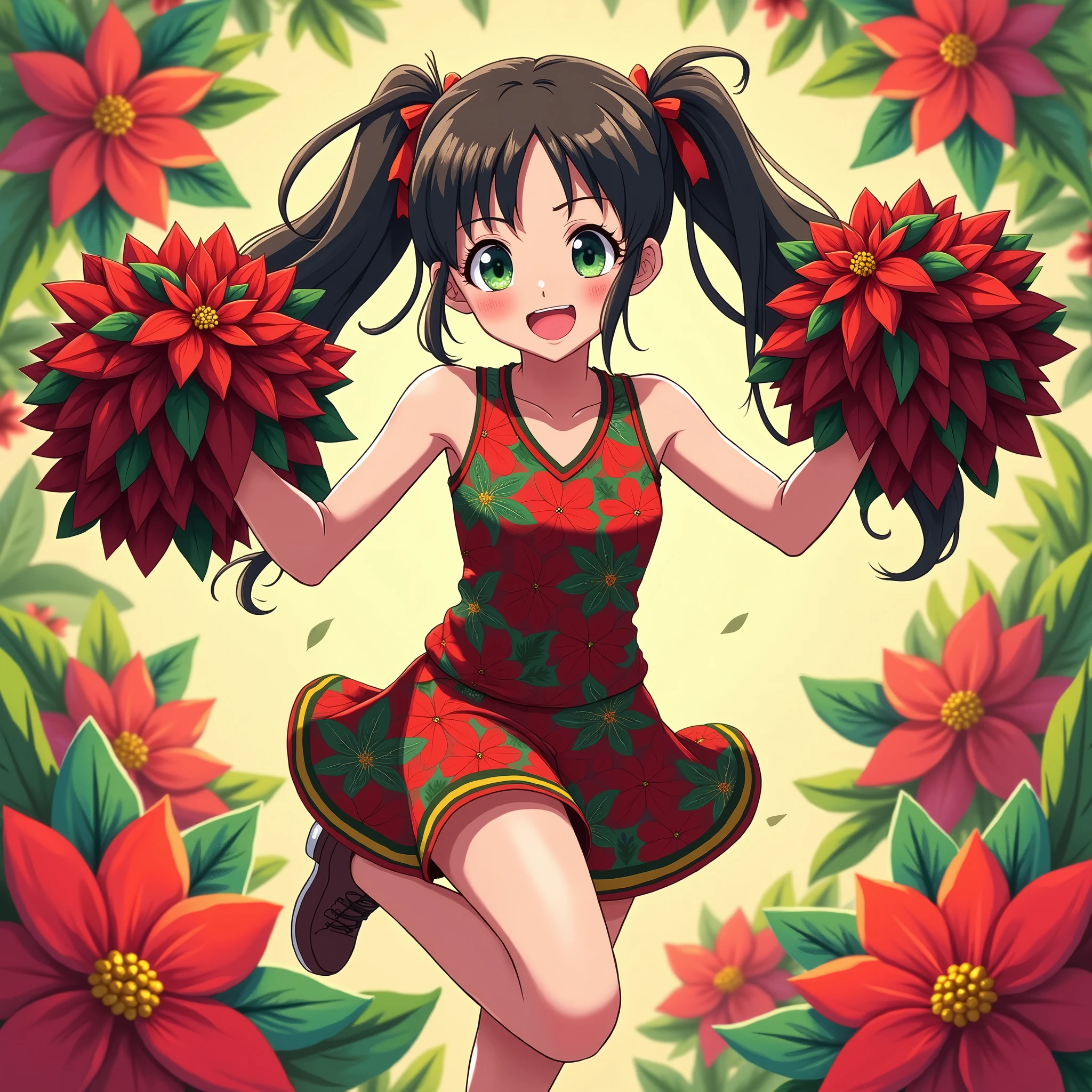 <niji-se-flowers>, 1girl, TChristmas dress, happy