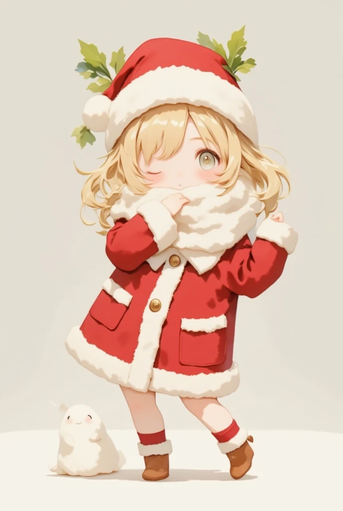 (masterpiece, top quality, very detailed depiction, incredible high resolution,Photographic images),cute大根,Santa costume,Mochimochi daikon , has a gift box,cute,