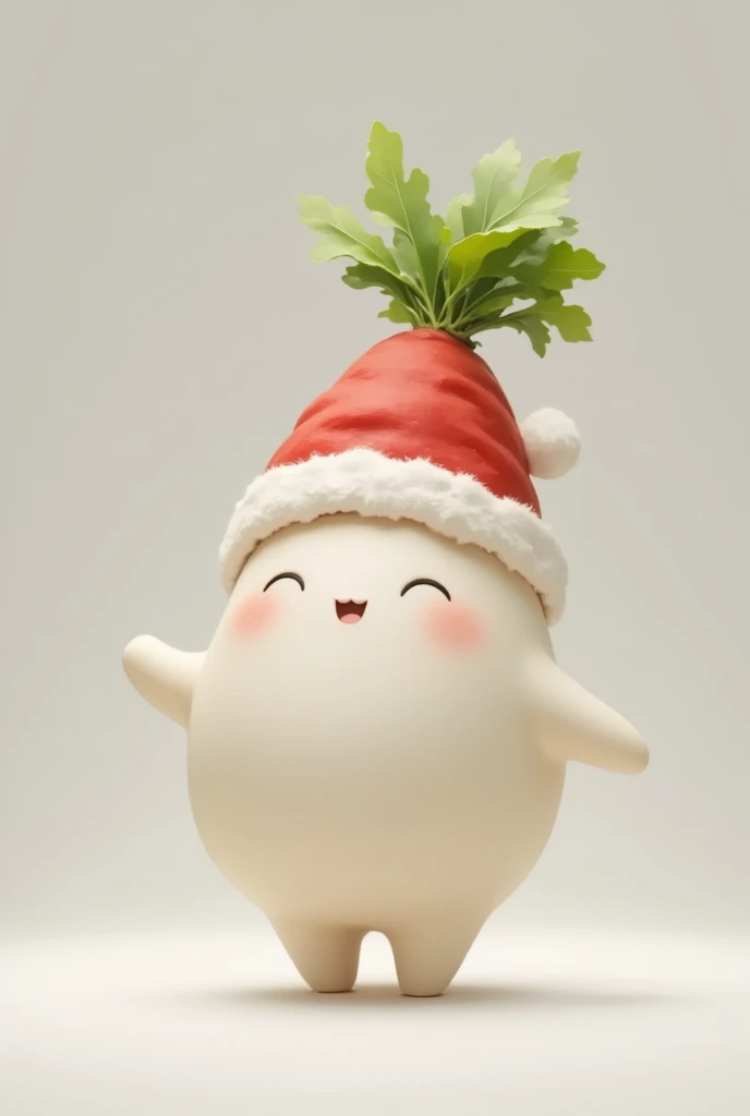 (masterpiece, top quality, very detailed depiction, incredible high resolution,Photographic images),cute大根,Santa costume,Mochimochi daikon , has a gift box,cute,