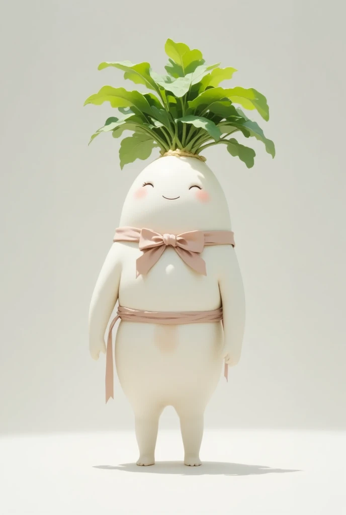 (masterpiece, top quality, very detailed depiction, incredible high resolution,Photographic images),cute大根,white latex costume,Mochimochi daikon , has a gift box,cute,