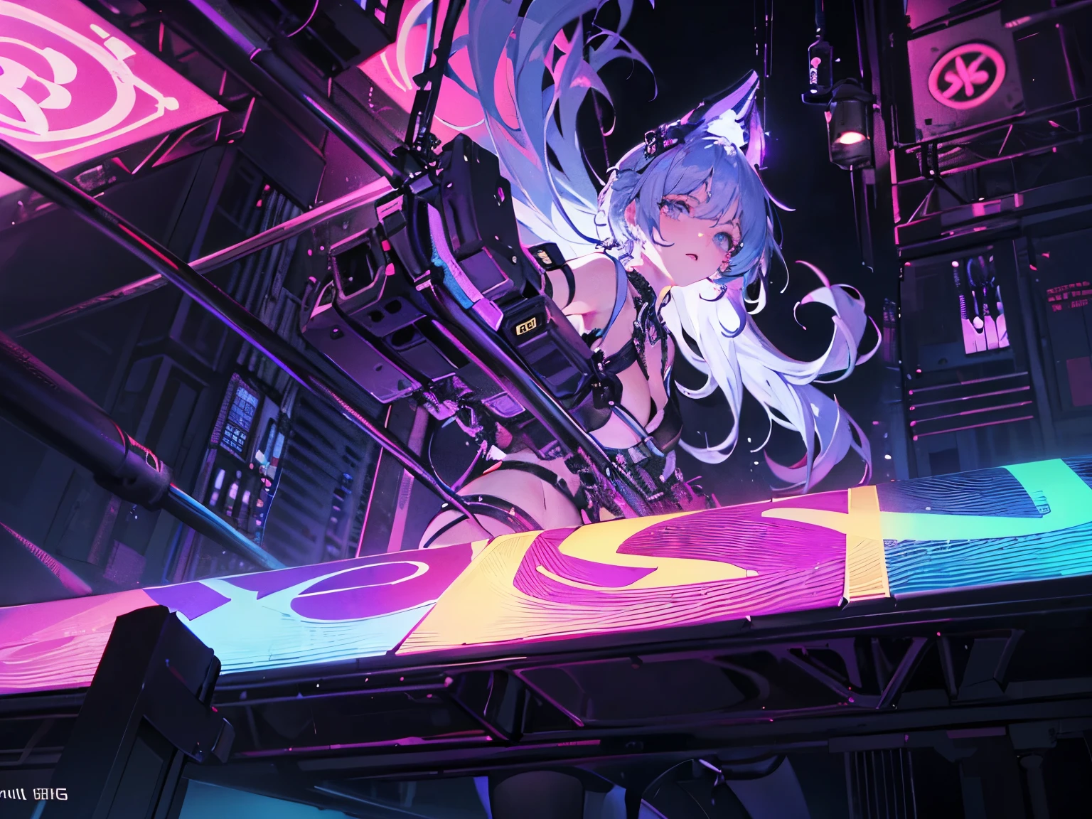 Best quality, (masterpiece:1.2), best detail face,1 girl, big breasts, 18 yo, 8k,absurdres,unity 8k wall paper,(extremely detailed:1.3), highest realistic, (retro headphones:1.1), (soft neon light:1.1), (floating hair:1.2), (psychedelic:1.2), Her room full of music equipment, Leaning back on the chair with a casual attitude, Light clothing in summer, dark grey color palette
