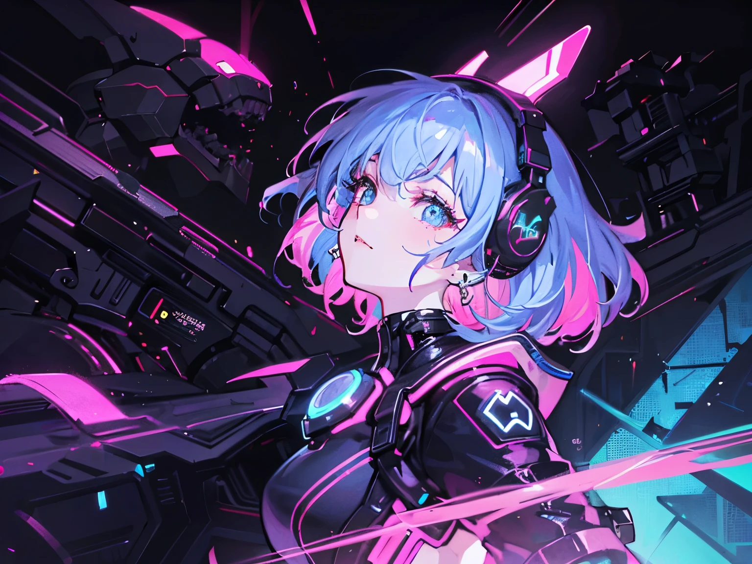 Anime girl with futuristic hair and headphones in front of a city, Digital Cyberpunk anime art, Cyberpunk Anime Girl, Digital Cyberpunk - Anime Art, Dreamy Cyberpunk Girl, female Cyberpunk Anime Girl, Cyberpunk art style, Portrait of a cyberpunk girl, anime cyberpunk art, Anime Style 4K, Cyberpunk beautiful girl, Cyberpunk atmosphere, Cute Cyborg Girl, Cyberpunk anime art, Anime Style. 8k、Close-up face