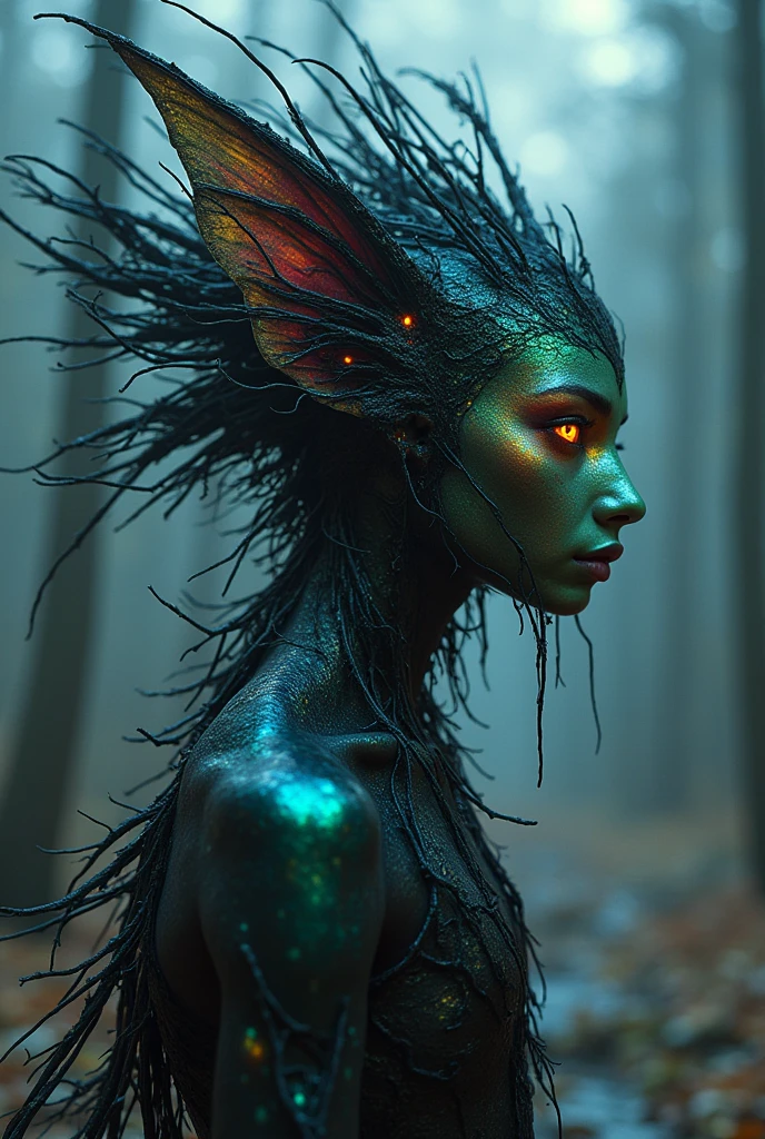 DonMD3m0nsXL female,Early twenties, Polynesian, Emerald eyes, Torn Ears,,(biomorphic, Biomimetic, botanical, bio, organic:1.2), <lora:DonMD3m0nsXL-000014:0.75>
