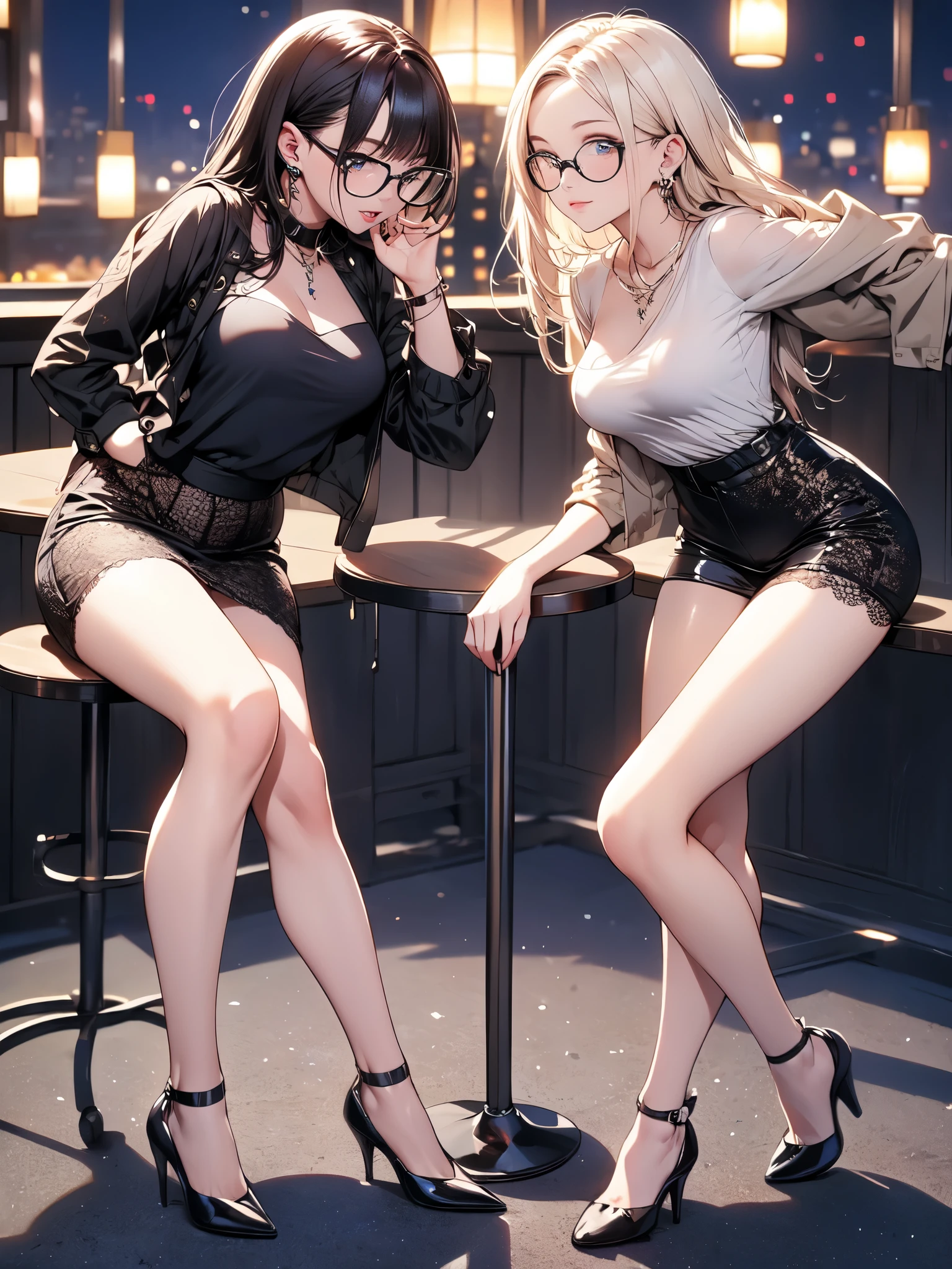 (8k ,Ultra Detailed,The best masterpiece,nature,Perfect work of art,Perfect female body),Two Women,Sister and younger sister, sisters,Rainbow hair,Perfect face,(huge ),Neighbor's Wife,woman hairstyle,elegant wife,Exquisite and inspiring ,20 years old,White skin,Messy hair,Perfect sexy body,Tone,flirtatious,Very large ,Yao Liu,Big butt very detailed,young beautiful teacher,teacher,wear glasses,Dance in a nightclub,Detail background,necklace,Perfect eyes,,T-shaped small size,huge big