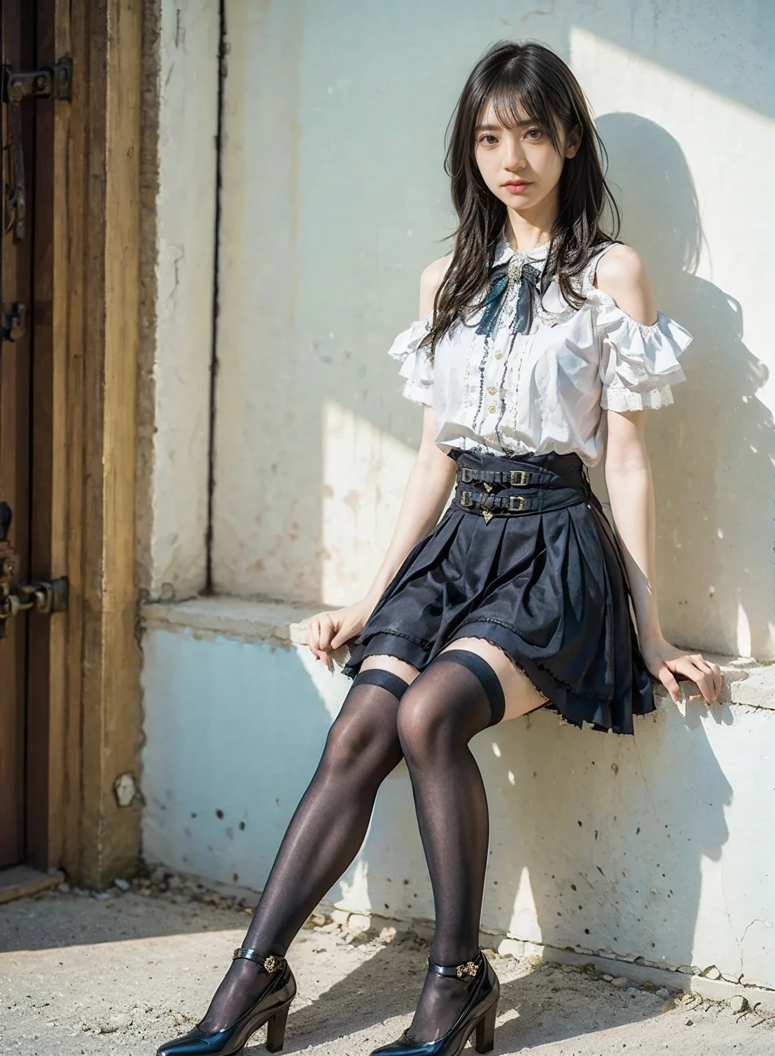 Japanese anime style. coquettish woman. Neat and clean. mini skirt. Whole body. Stand and spread your legs. from below. --auto --s2