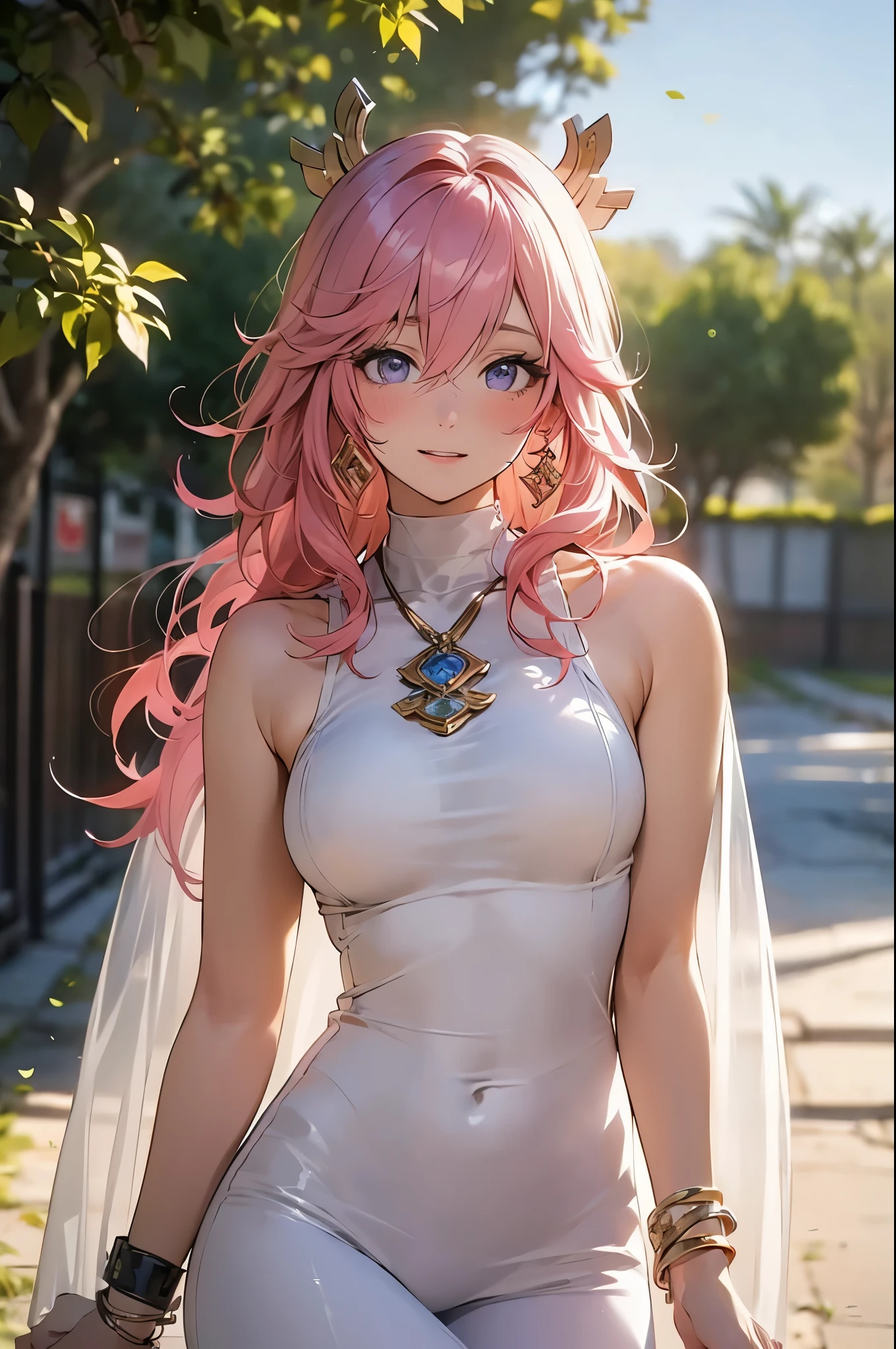 (masterpiece, best quality), 1girl,solo,pink hair,low tied long hair,purple eyes,large breasts,earrings,animal ears,hair between eyes,hair ornament,fox ears,
BREAK ((pantyhose, see-through:1.2)),
BREAK debtirst-person view, debt/1.8, 135mm, Accurate, Anatomically correct, Textured skin, Super Detail, Attention to detail,  Desert oasis,
BREAK ((top quality, 8k, masterpiece: 1.3, ultra hd, high quality, best quality, high definition, realism)), sharp focus: 1.5, Beautiful woman with Slim body, (perfect hands, perfect anatomy),