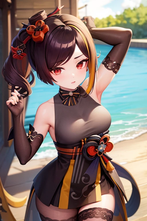 Small waist, busty, chiori from genshin impact 