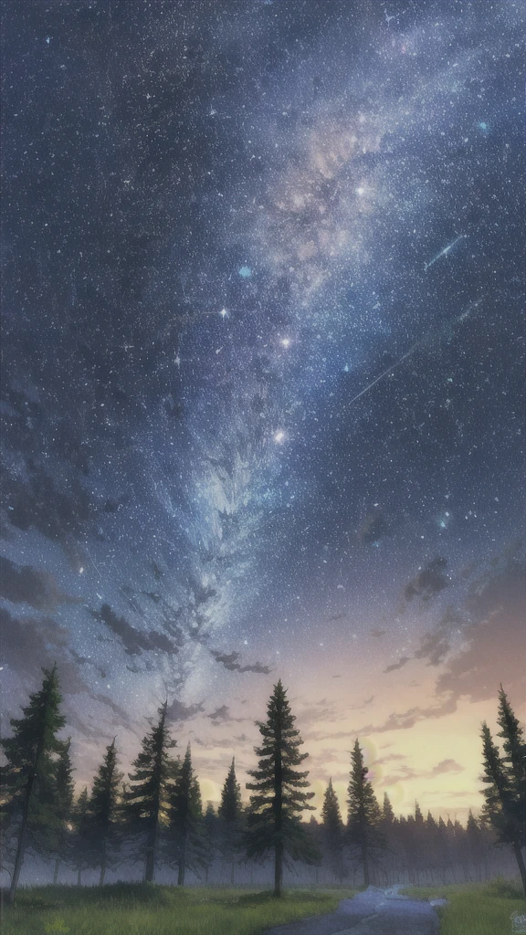 Highest quality、Fantasy、Starry Sky、night、forest