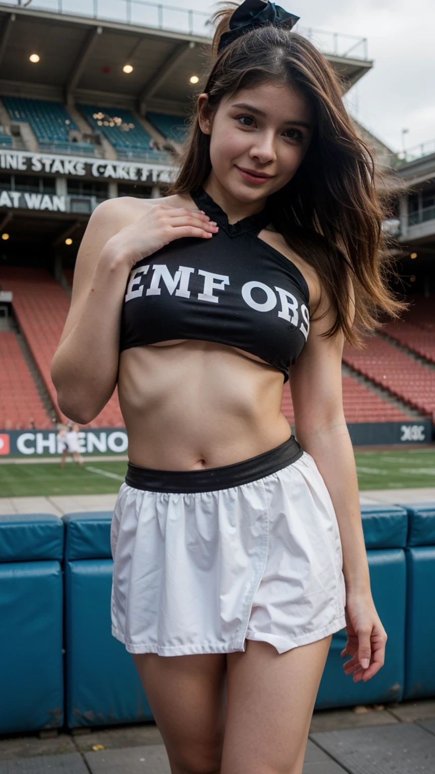 (A hyper-realistic)、(hight resolution)、(8K)、(ighly detailed)、(beautifully detailed eyes)、(top-quality)、(ultra-detailliert)、(​masterpiece)、(A detailed face)、Beautiful sexy woman standing on the stadium  ,blonde hair,(( no clothes nude , white sport shoes, black sport gloves, knee protector, ear studs, clear glasses))、Very gigantic-breasts:1.8、You can clearly see the shape of the chest、belly  visible, nude 、long legged, butt