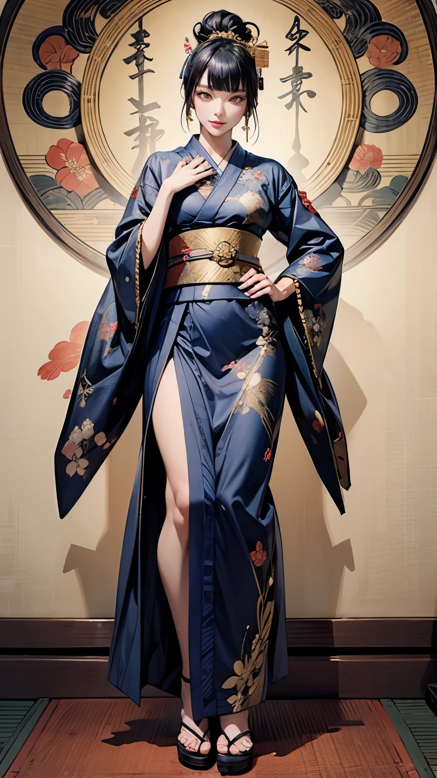 ((masterpiece,best quality,8k,highres)),((character concept art)), 1 female, mature female, Asian, grandmother, milf, sexy, lustful, 50 years old, 160 cm height, (medium length grey hair), grey hair, (fair skin colour), ultra finely detailed eyes (brown eyes colour), extraordinary gorgeous, seductive, flirtatious, calm, friendly, perfect body build ((slim, busty)), ((intricate detail)), super finely detailed hands, ultra finely detailed fingers(((ten fingers))), wearing traditional kimono, sex symbol, ex-courtesan, (standing still), (full body showcase), (show full body), (no logos on background), (no logo), ((plain background)), ((plain background)), (((empty background)))