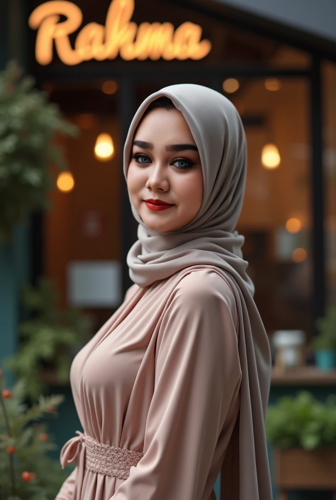 masterpiece, (ultra-high-definition portrait, vignet:1.4), Realistic, extremely detailed, CG unified, 8k, Clean lines, highly detailed, High-definition, raw color photos, she is smiling, Realistic portrait, Cinematic Light, Beautiful detailed, (1hijabgirl, indonesian:1.5), (165cm tall, big breasts with lips like he wants to kiss:1.5), Beautiful big breasts, breasts details, very tight, (Biggorgeous breast, Fish gape:1.5), (fish gape, Big Breast:1.4), Close up of a girl in Beautiful clothes with errected nipple, biggorgeous breast, Soft smile, scarf, (Bombastic Side Eyes with curvaceous body:2), pose 4 of 1 6, Undress, No bra, (nipples that are clearly sticking out detail:1.2), Outdoors, high intricate detailed.