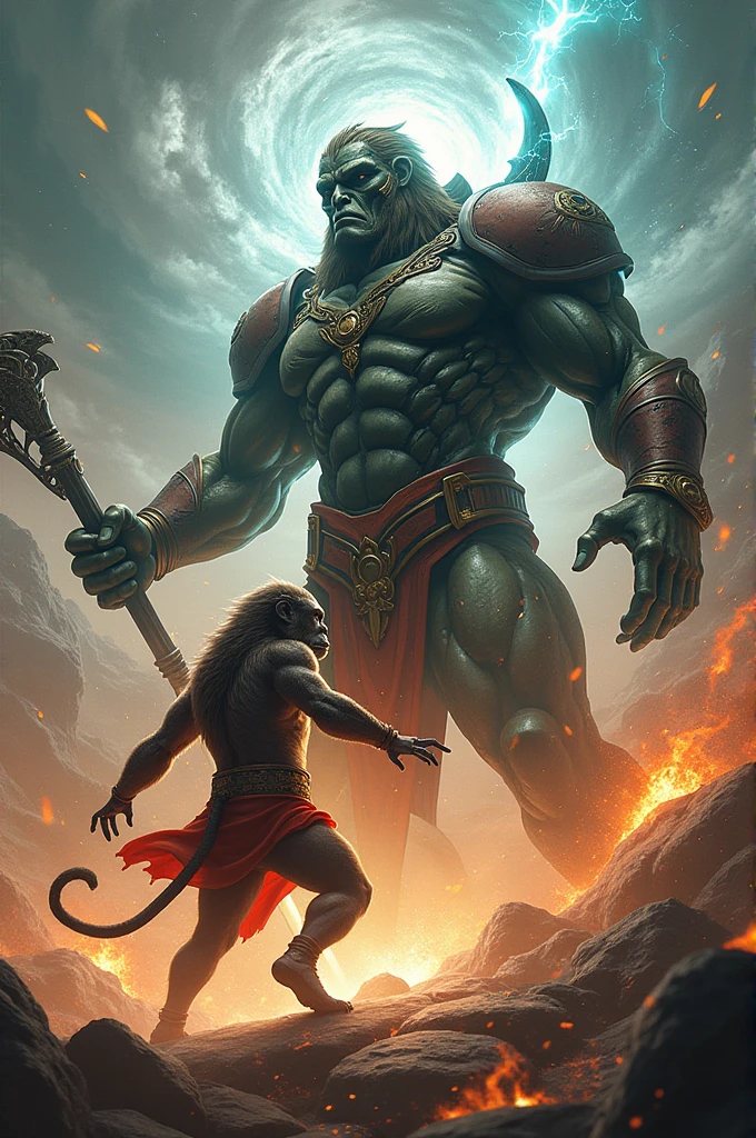 Wukong the monkey king fighting against big enemy