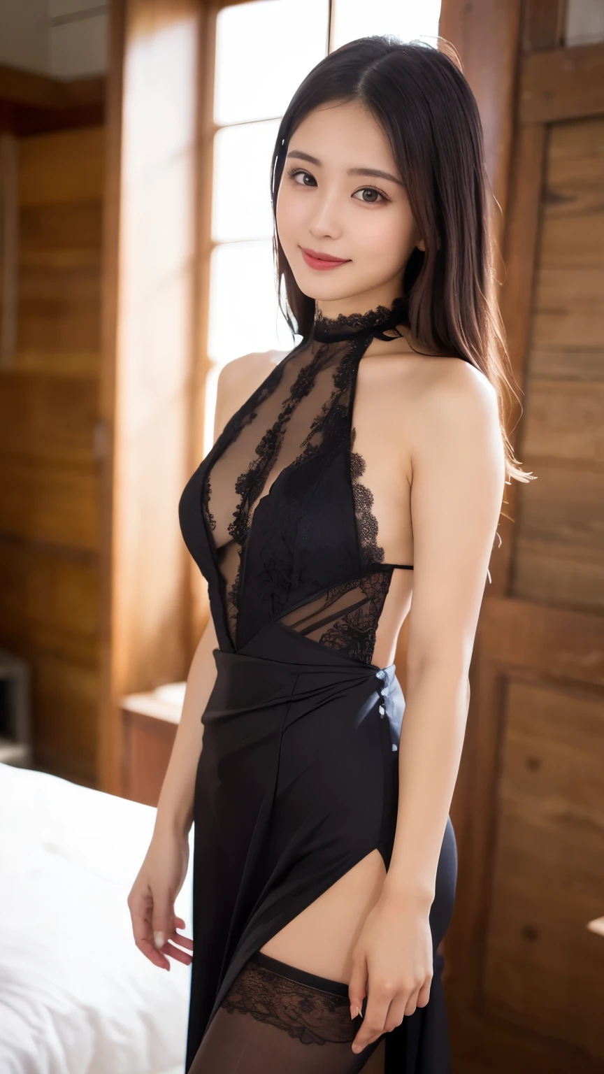 (A very cute 20 year old young woman from Japan.), ((Fine hair that is somewhere between brown and blonde)), ((Short hair with messy side waves)),(((Slim and slender figure))), (((Clean your hands))),(Curly Hair),(((A very kind smile))), (((She is wearing black lace panties))),(((she is wearing a pink knitted dress))) ((Highest quality, 16K, Tabletop: 1.3)), The light shines on your face, Highly detailed face, Highly detailed lips, Beautiful Eyes,