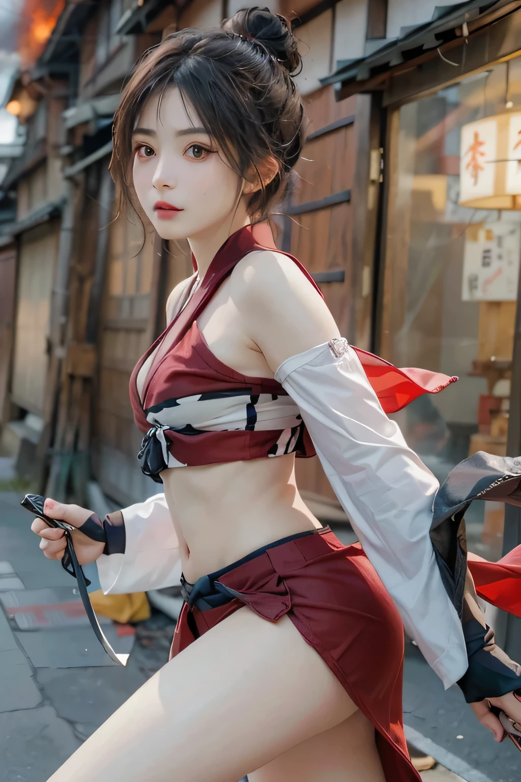 Ultra high definition、masterpiece、correct、Anatomically correct、Textured skin、Very detailed、High detail、high quality、最high quality、High resolution、8k、Surrealism、Raw photo、whole body、Beautiful age Woman、Medium chest、(jinbaori:1.4)、(loincloth:1.4)、(can:1.4)、festival、The perfectly correct hand、